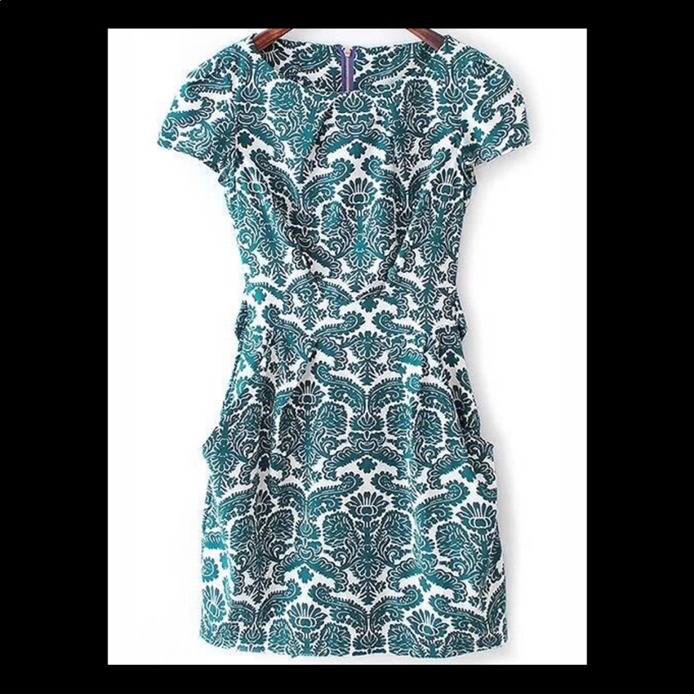 Short Sleeve Rockabilly Floral Bow Camo Slim Dress